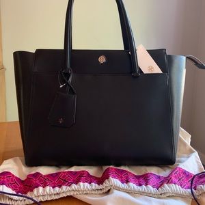 NWT Tory Burch Black Parker Tote Handbag